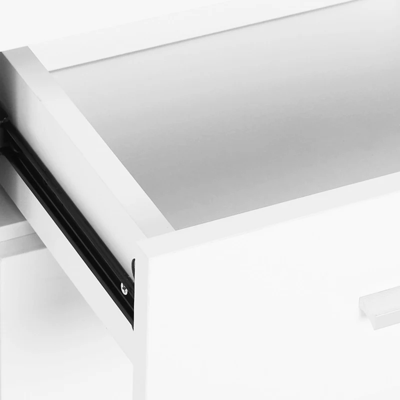 Buffet de rangement 106 x 35 x 76 cm 2 tiroirs étagère réglable brillant contemporain en panneaux de particules blanc 21_0002585
