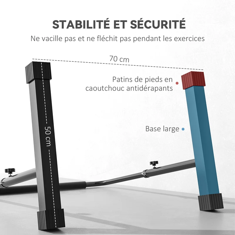 Barres parallèles station musculation réglable 70 x 50 x 80-100 cm stables antidérapantes industriel moderne en acier noir 21_0006854