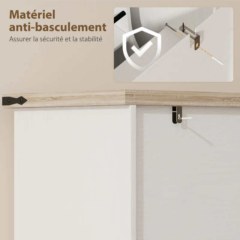Armoire de cuisine modulable 76,3 x 40 x 136 cm porte-épices étagères réglables style rustique classique en MDF blanc 21_0003370