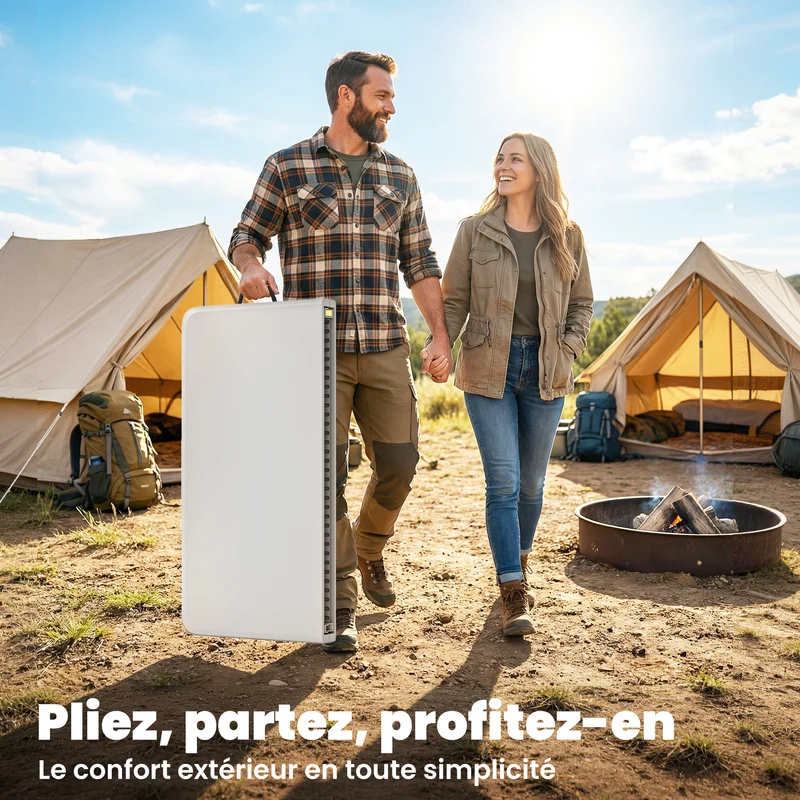 Table pliante camping carrée 86 x 86 x 74 cm hauteur réglable stable moderne épuré en polyéthylène haute densité blanc 21_0006560