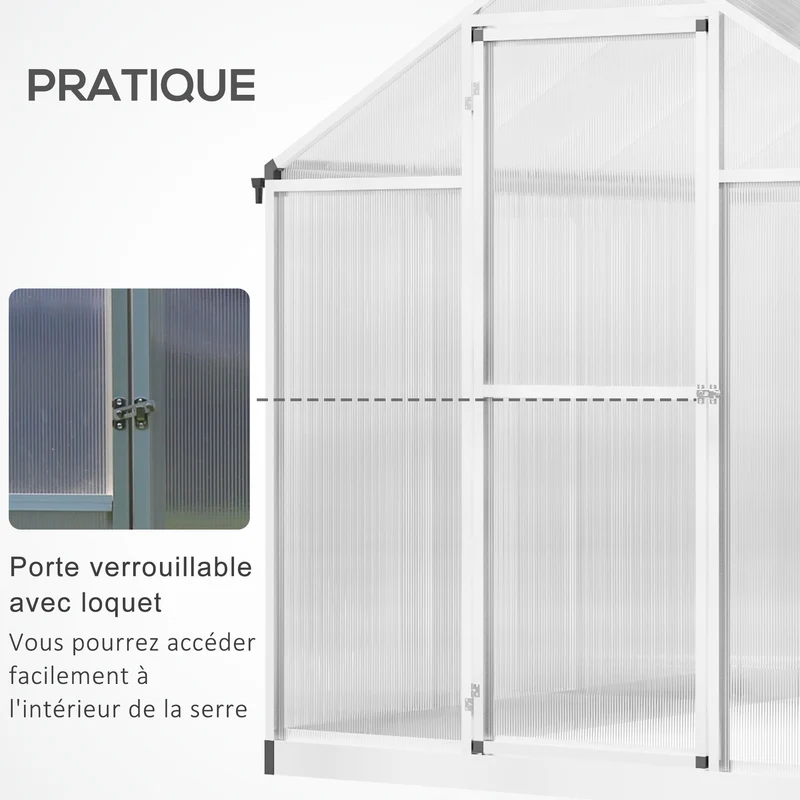 Serre de jardin 242 x 190 x 195 cm protection anti uv ventilation réglable style moderne en polycarbonate transparent 21_0004121