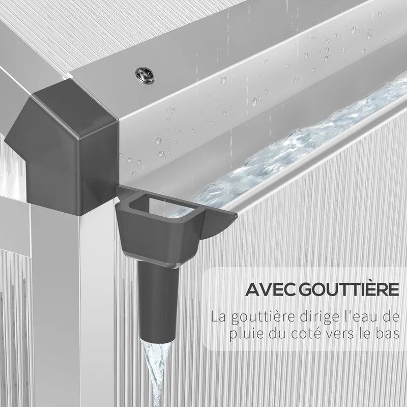 Serre de jardin 242 x 190 x 195 cm protection anti uv ventilation réglable style moderne en polycarbonate transparent 21_0004121