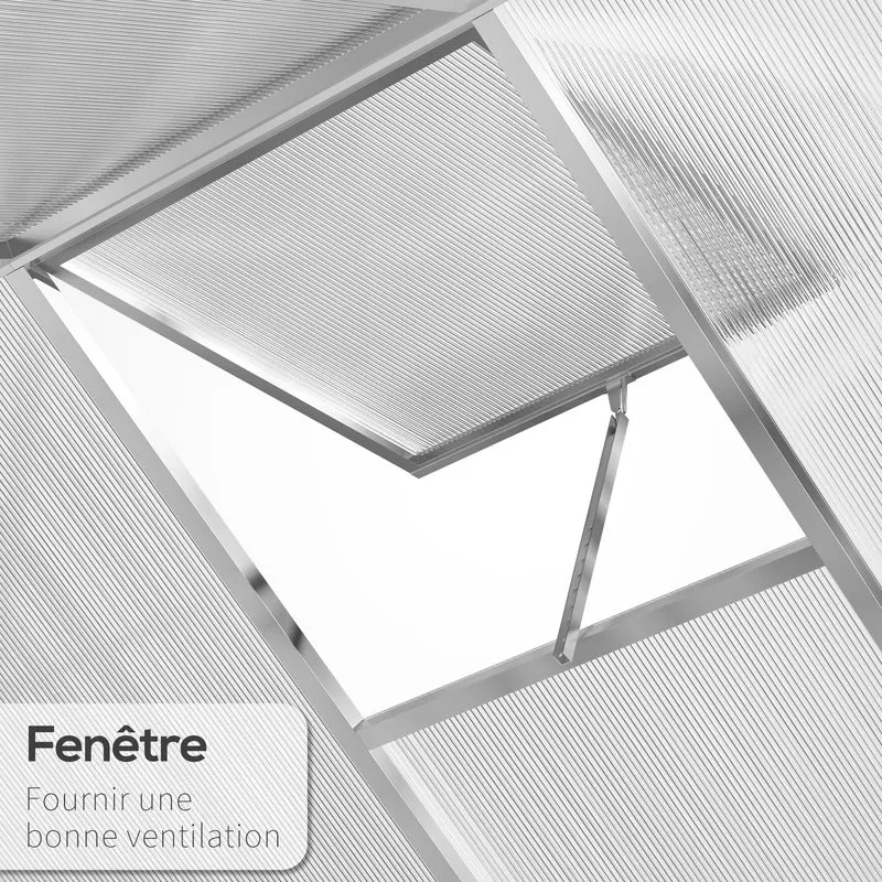 Serre de jardin 242 x 190 x 195 cm protection anti uv ventilation réglable style moderne en polycarbonate transparent 21_0004121