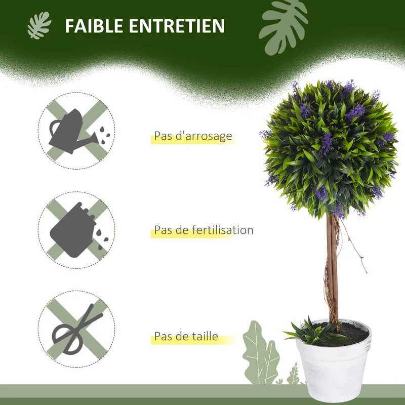 Lot de 2 plantes artificielles boule salon 60 x 24 x 24 cm sans entretien traitées uv style moderne en plastique vert 21_0001278