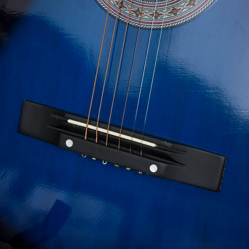 Guitare électrique pan coupé 96,5 x 35,8 x 8,5 cm son lumineux ergonomique moderne contemporain débutants en bois bleu 21_0008053