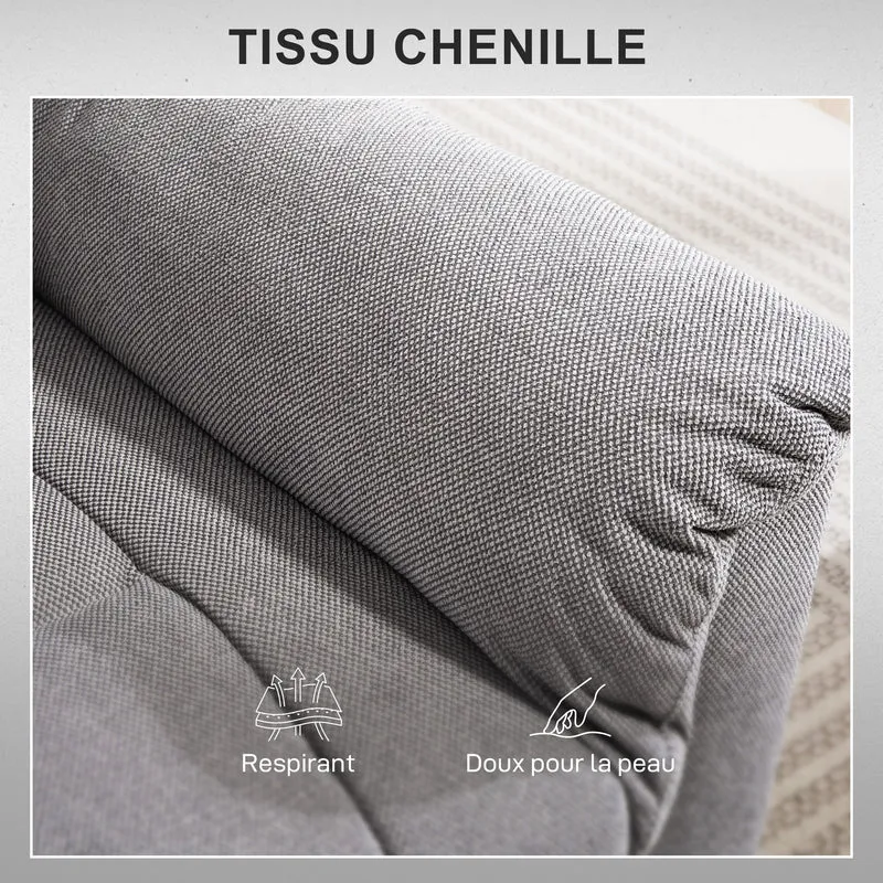Fauteuil releveur électrique salon 85 x 91 x 104 cm massage chauffant lombaire contemporain cosy en chenille gris foncé 21_0000916
