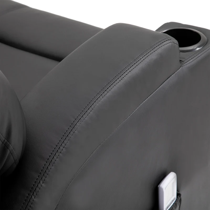 Fauteuil massant inclinable 82 x 97 x 110 cm 8 points de massage et dossier inclinable 165° moderne cosy en PU noir 21_0000801