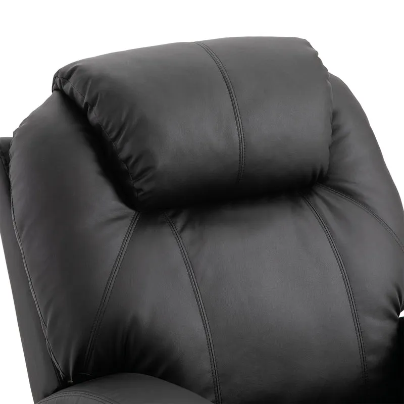 Fauteuil massant inclinable 82 x 97 x 110 cm 8 points de massage et dossier inclinable 165° moderne cosy en PU noir 21_0000801