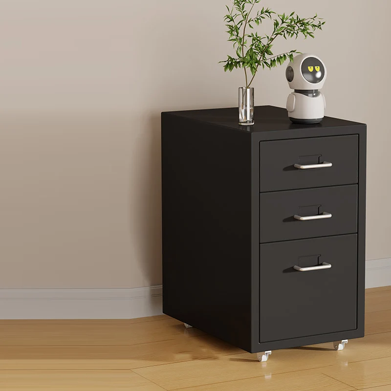 Modern Minimalist Steel Rectangular Movable Storage Cabinet 3/5-Drawer For Living Room