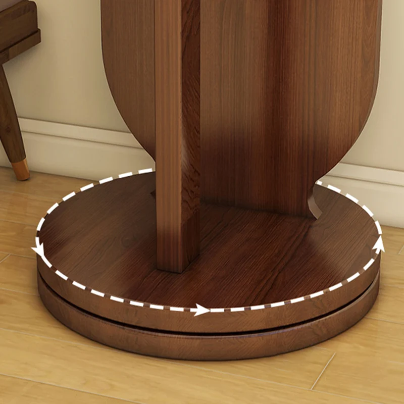 Modern Minimalist Particleboard Glass Round Swivel Hall Tree With Full-Length Mirror For Bedroom & Living Room