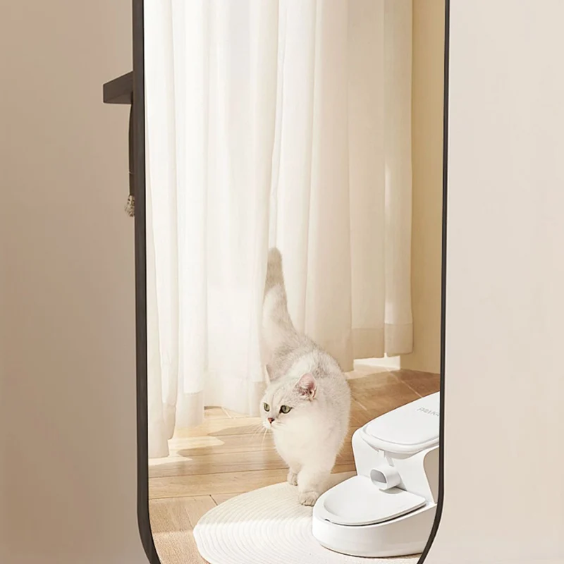 Modern Minimalist Particleboard Glass Round Swivel Hall Tree With Full-Length Mirror For Bedroom & Living Room