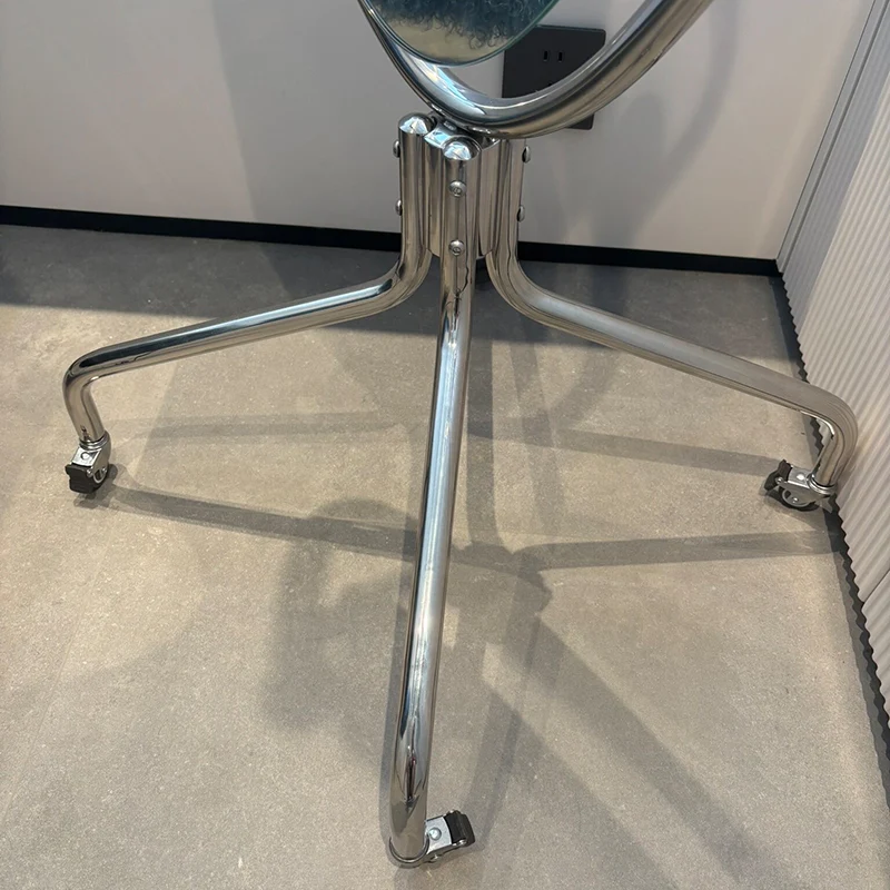 Modern Minimalist Stainless Steel Glass Oval Movable Full-Length Floor Mirror For Living Room & Bedroom