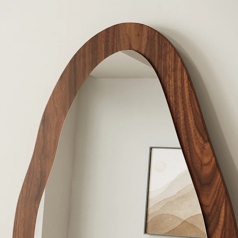 Contemporary Retro MDF Glass Oval Wave Full-Length Floor Mirror For Living Room & Bedroom