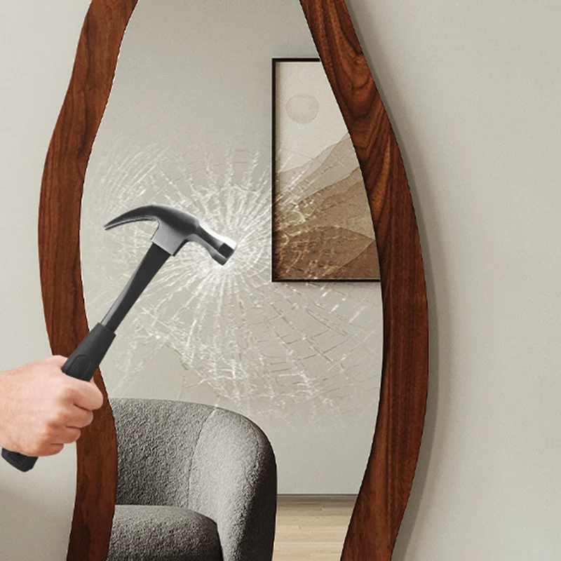 Contemporary Retro MDF Glass Oval Wave Full-Length Floor Mirror For Living Room & Bedroom