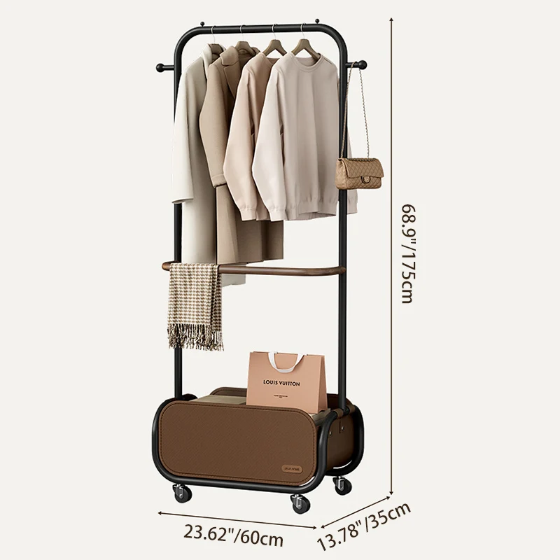Modern Minimalist Carbon Steel Oxford Cloth Faux Leather Rectangular Hall Tree 1-Cabinet For Bedroom & Living Room