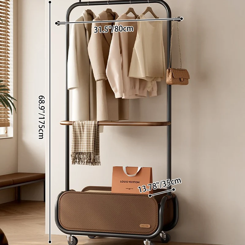 Modern Minimalist Carbon Steel Oxford Cloth Faux Leather Rectangular Hall Tree 1-Cabinet For Bedroom & Living Room