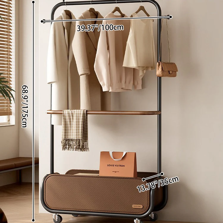Modern Minimalist Carbon Steel Oxford Cloth Faux Leather Rectangular Hall Tree 1-Cabinet For Bedroom & Living Room