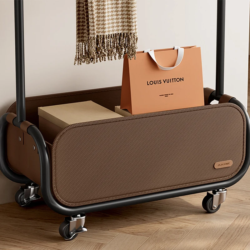 Modern Minimalist Carbon Steel Oxford Cloth Faux Leather Rectangular Hall Tree 1-Cabinet For Bedroom & Living Room