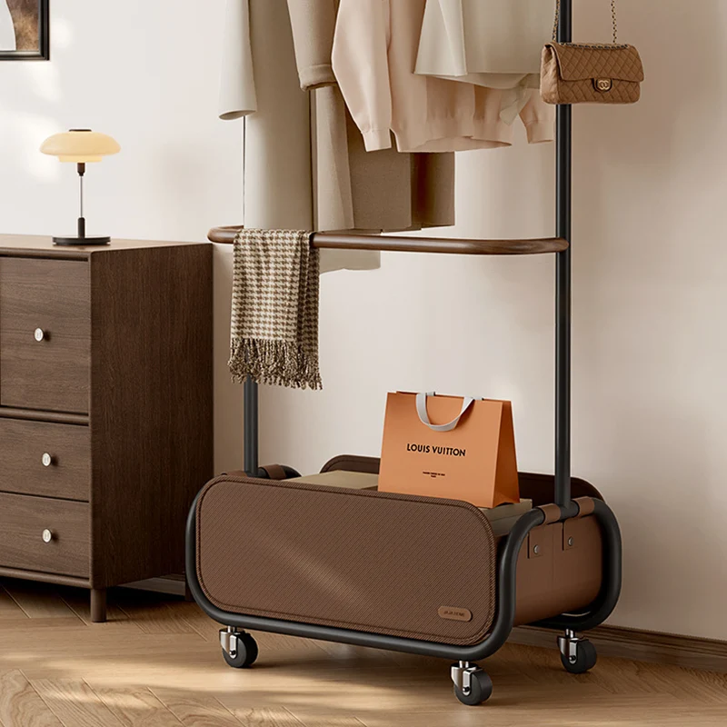 Modern Minimalist Carbon Steel Oxford Cloth Faux Leather Rectangular Hall Tree 1-Cabinet For Bedroom & Living Room