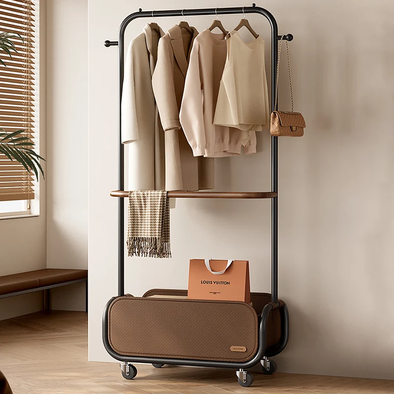 Modern Minimalist Carbon Steel Oxford Cloth Faux Leather Rectangular Hall Tree 1-Cabinet For Bedroom & Living Room