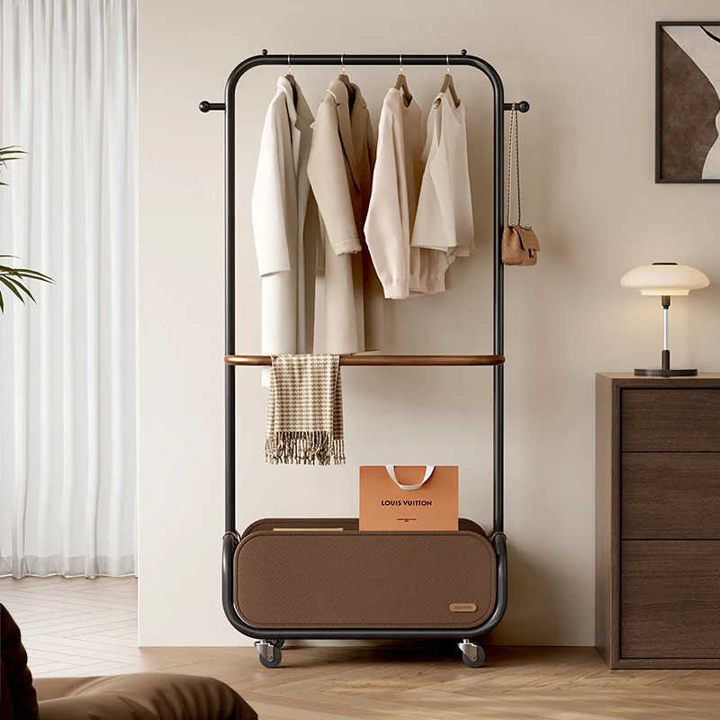 Modern Minimalist Carbon Steel Oxford Cloth Faux Leather Rectangular Hall Tree 1-Cabinet For Bedroom & Living Room