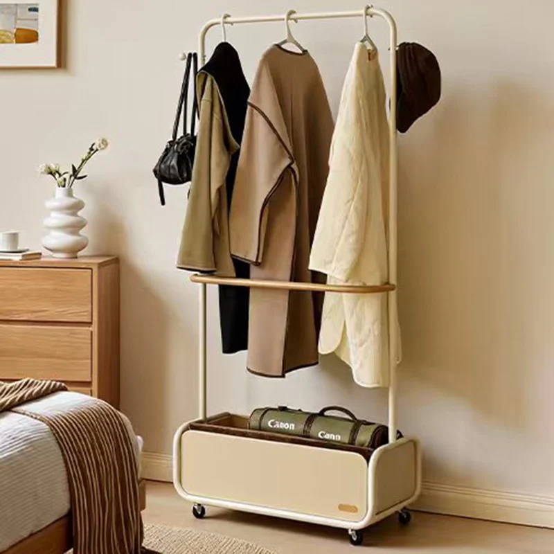 Modern Minimalist Carbon Steel Oxford Cloth Faux Leather Rectangular Hall Tree 1-Cabinet For Bedroom & Living Room