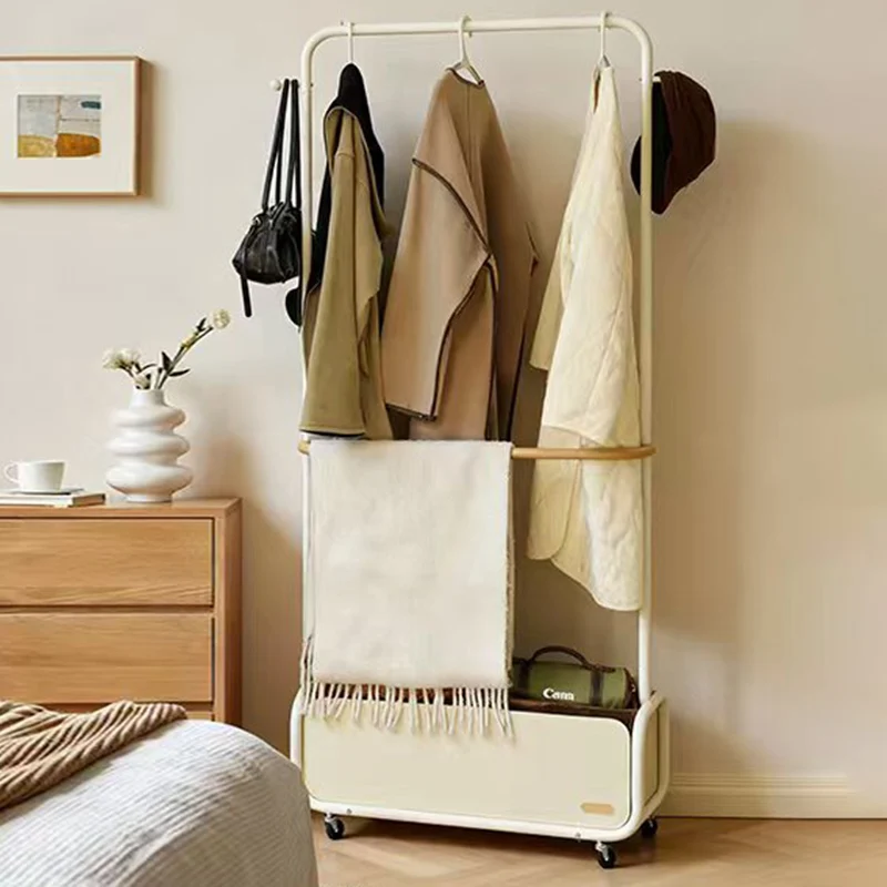 Modern Minimalist Carbon Steel Oxford Cloth Faux Leather Rectangular Hall Tree 1-Cabinet For Bedroom & Living Room
