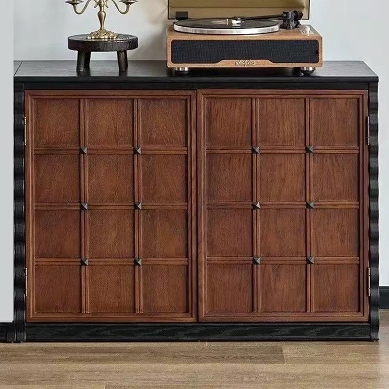 Traditional French Glass Ash Plywood Checkerboard Rectangular Storage Cabinet 2/6 Storage For Living Room