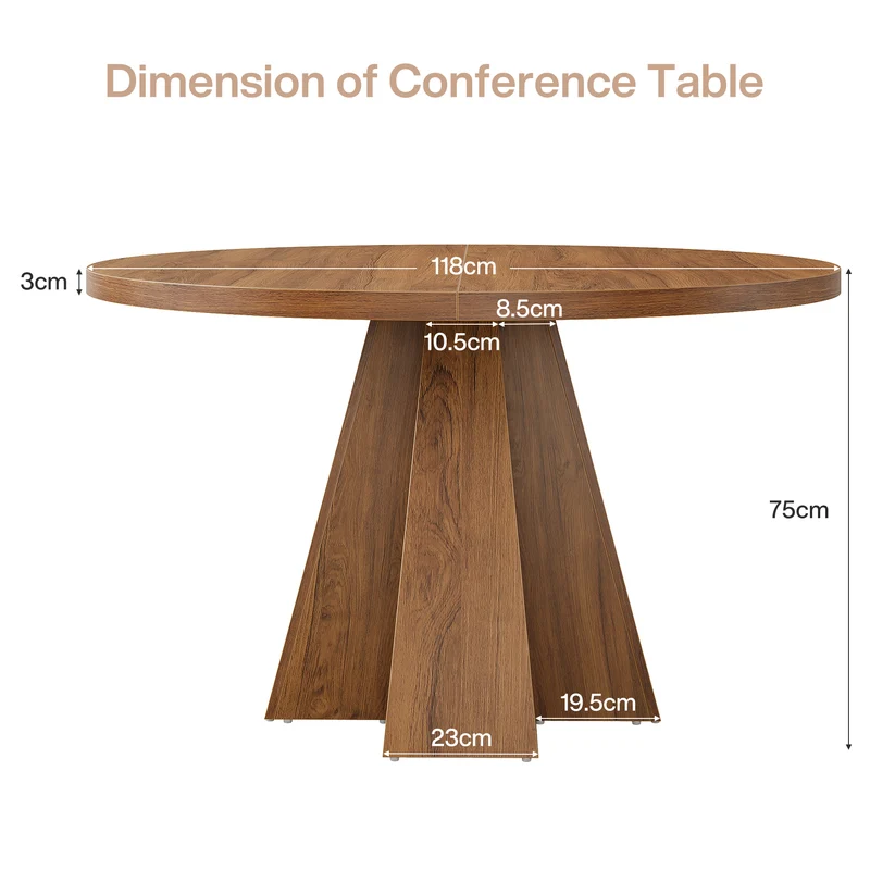 Tribesigns Table à manger ronde pour 4 personnes, Table de cuisine ronde avec pied colonne