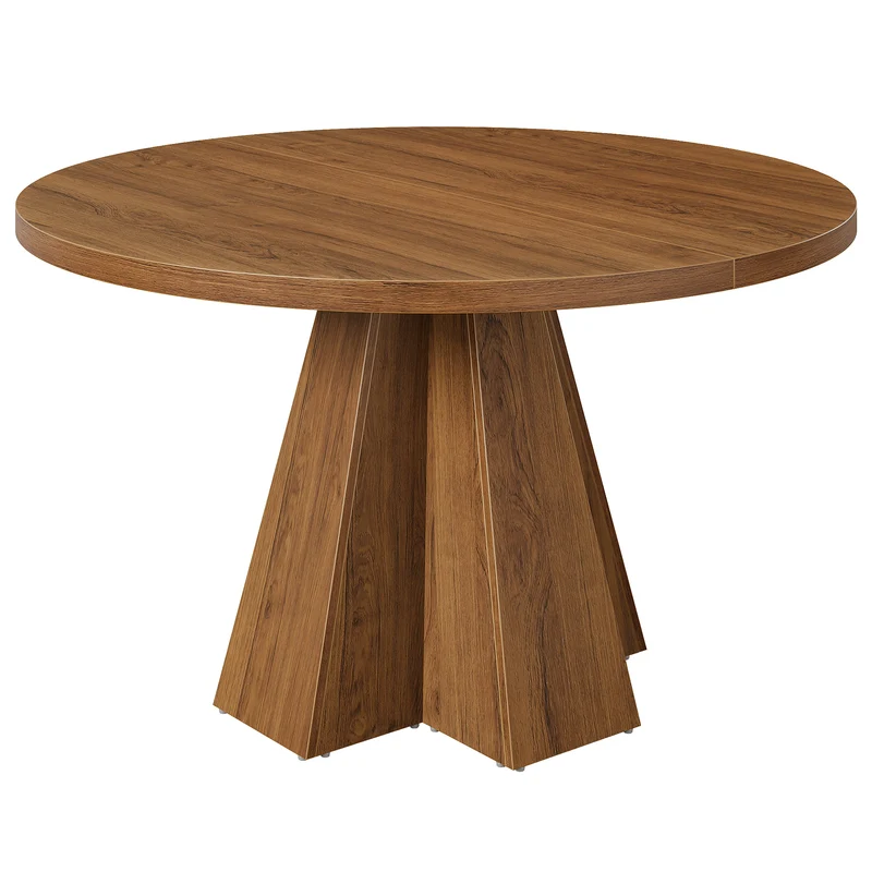 Tribesigns Table à manger ronde pour 4 personnes, Table de cuisine ronde avec pied colonne