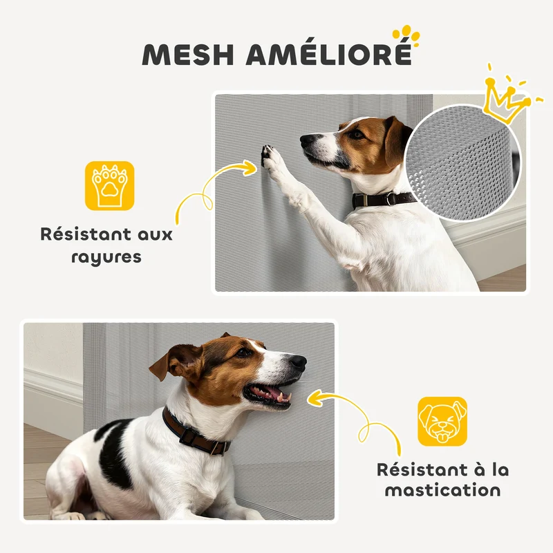 Barrière rétractable pour chien 149 x 10 x 87,5 cm verrouillage auto sans seuil épuré moderne salon en aluminium gris 21_0007484
