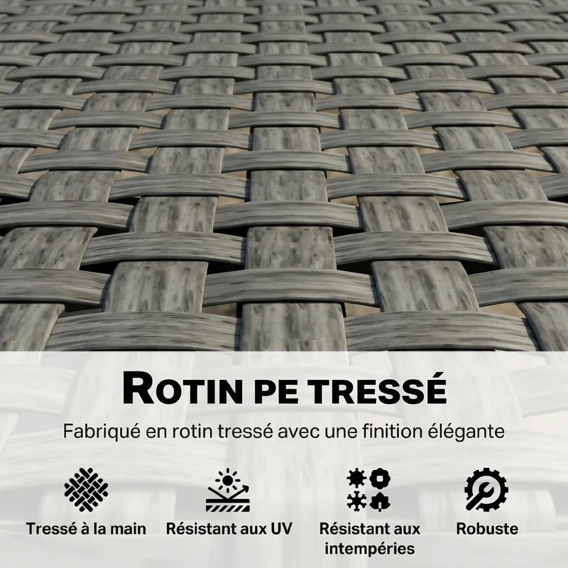 Banc de jardin 2 places 110 x 58 x 78 cm pieds réglables supporte 240 kg terrasse moderne design en résine tressée gris 21_0006089