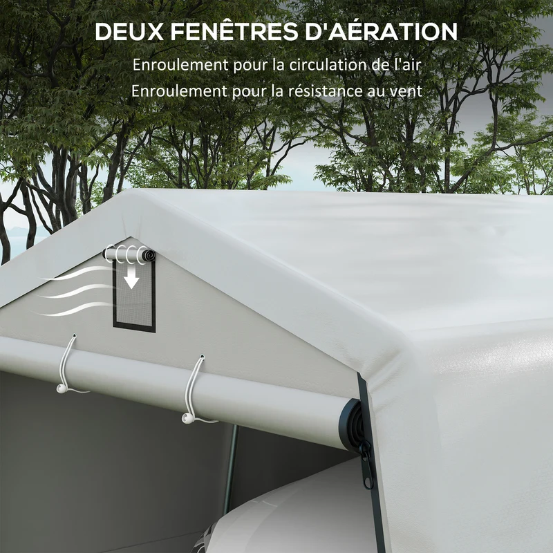 Tente garage abri véhicule 618 x 330 x 240 cm protection voiture et rangement industriel en acier galvanisé gris clair 21_0004840