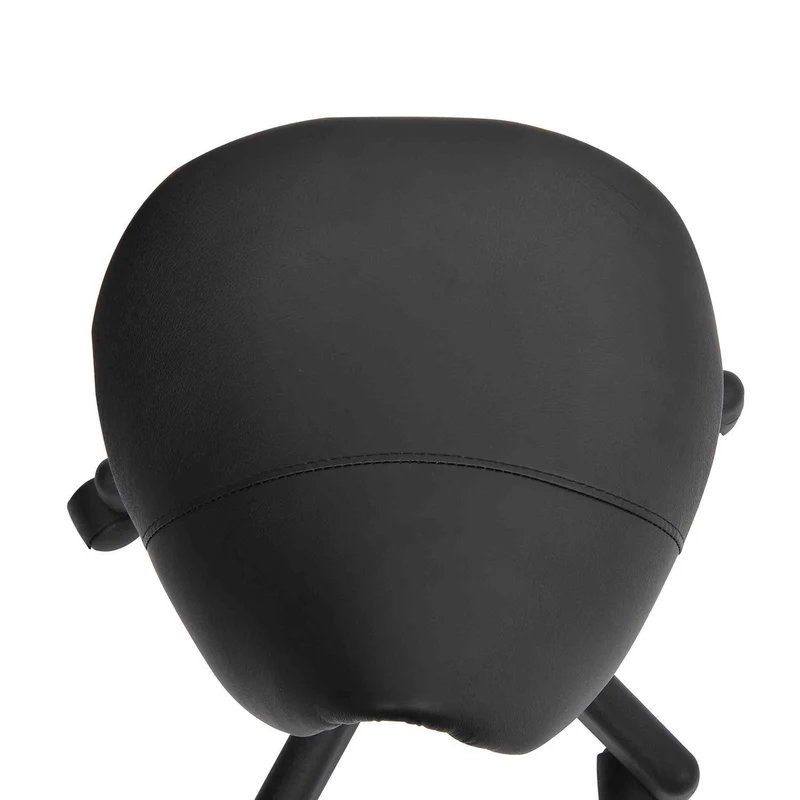 Tabouret à roulettes selle ergonomique 48 x 48 x 43-55 cm hauteur réglable pour salon contemporain en polyuréthane noir 21_0000842