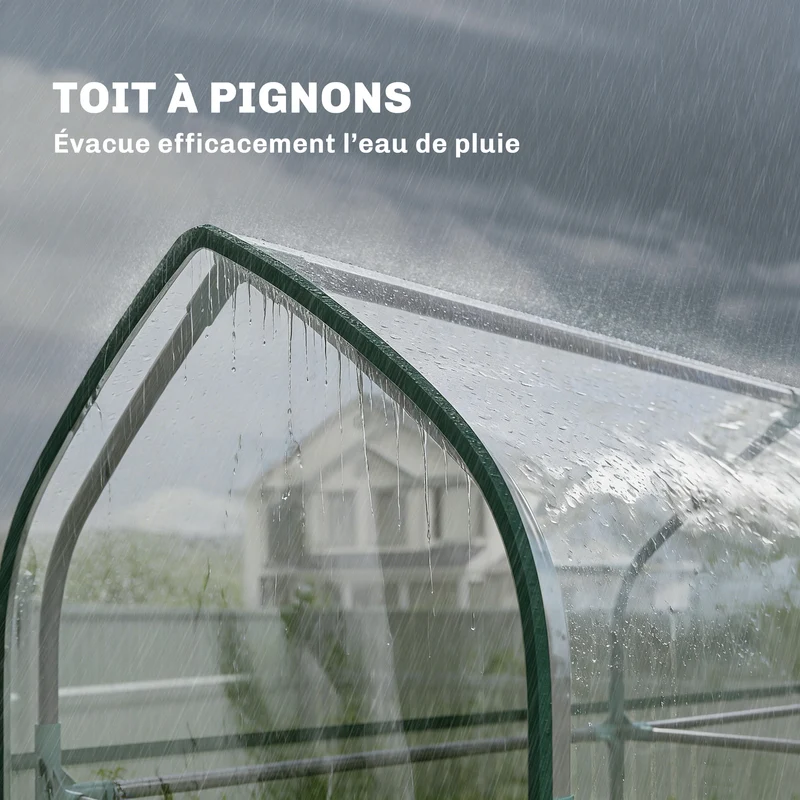 Serre de jardin compacte balcon 143 x 46 x 165 cm anti uv rangement 3 niveaux robuste design épuré en PVC transparent 21_0005635