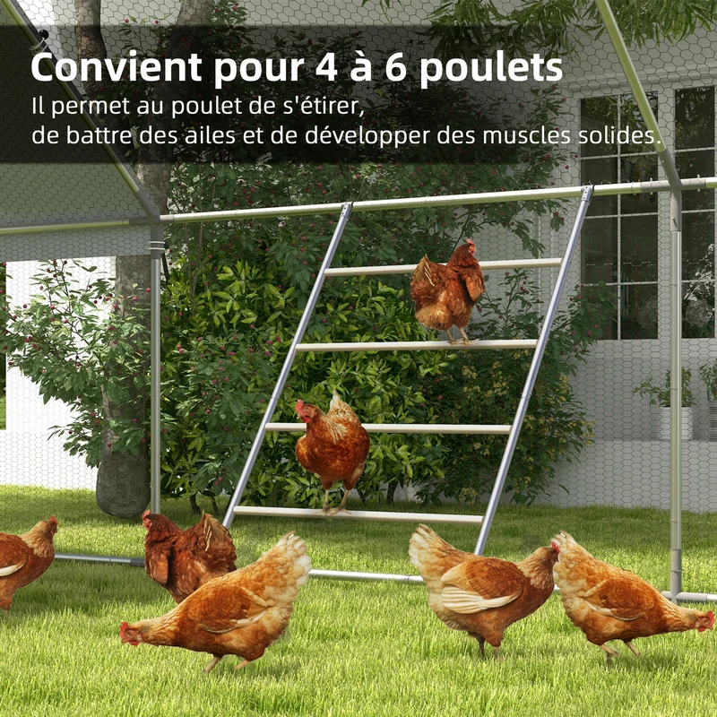 Perchoir échelle poulailler 140 x 86 x 2.5 cm 4 niveaux pour 6 poules gain de place confort rustique en bois naturel 21_0007973