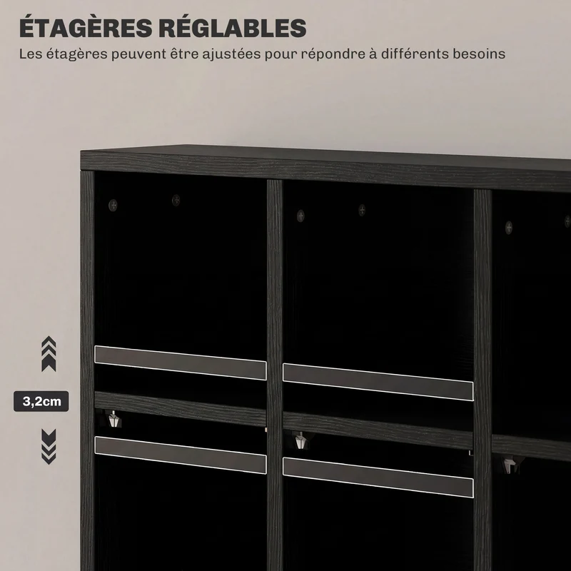 Meuble rangement multimédia étagère 89 x 20 x 130.5 cm 456 cd 336 dvd utile contemporain en panneau de particules noir 21_0001399