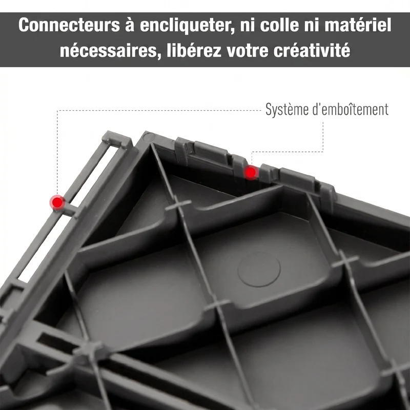 Lot de 9 caillebotis dalles terrasse 30 x 30 x 2 cm emboîtables antidérapant moderne épuré usage extérieur en PP noir 21_0003944