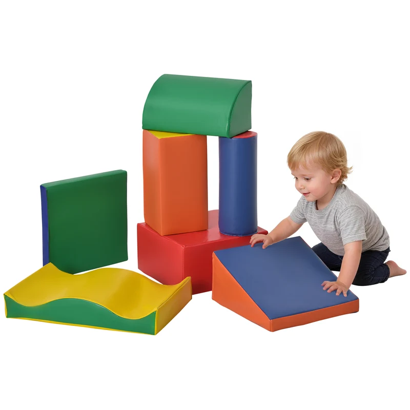 Lot de 7 modules motricité bébé parcours modulable 60 x 40 x 20 cm stimule motricité lavable moderne en mousse epe rouge 21_0000715
