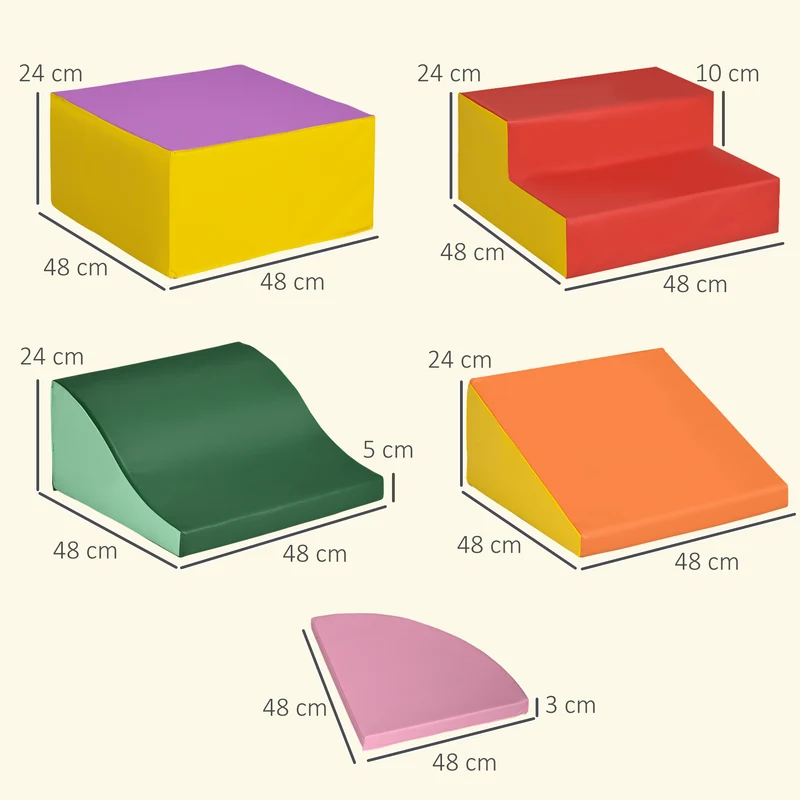 Lot de 6 blocs de motricité xxl 150 x 100 x 24 cm stimulant la motricité décoratif idéal salle de jeu en mousse rose 21_0000727