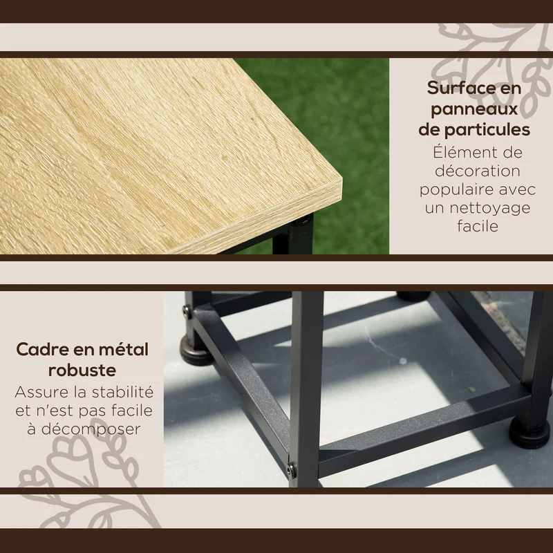 Lot de 3 supports pots de fleurs carrés empilables 21 x 21 x 50/70/90 cm gain de place industriel rustique en acier noir 21_0004273