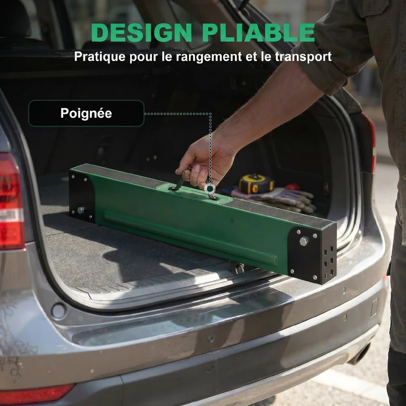 Lot de 2 tréteaux pliables chantier multiusage 116 x 64 x 64-81 cm charge 1160 kg portables industriel en métal vert 21_0007131