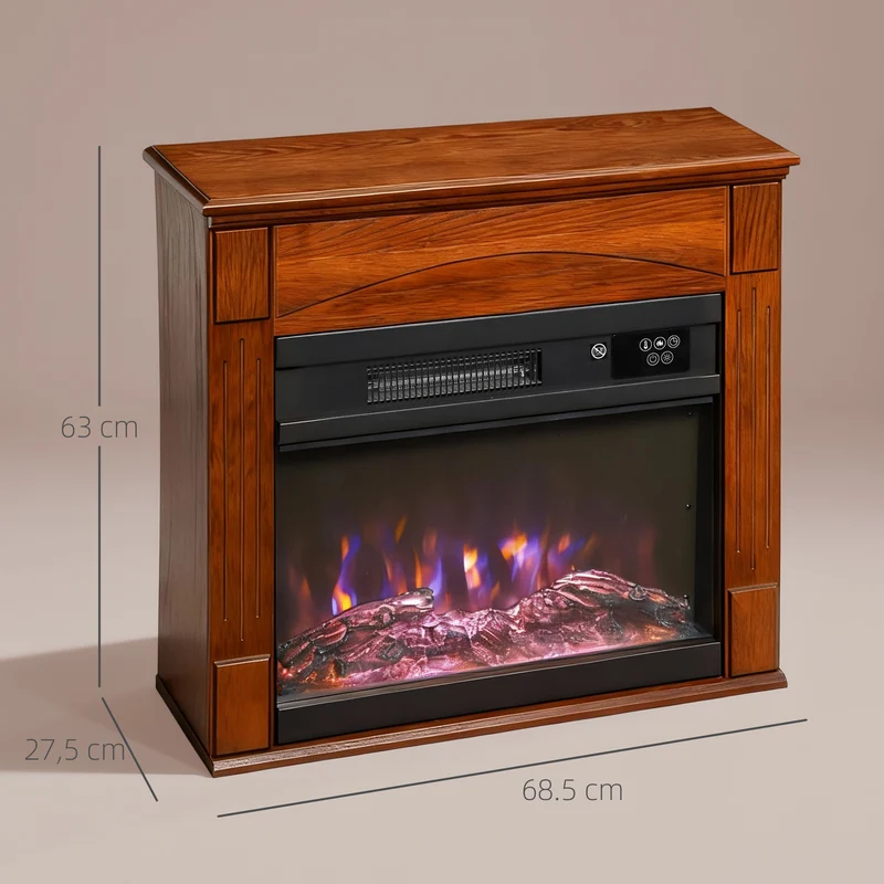 Cheminée électrique console 69 x 28 x 63 cm effet flamme 3d chauffage réglable ambiance cosy contemporain en MDF marron 21_0001153