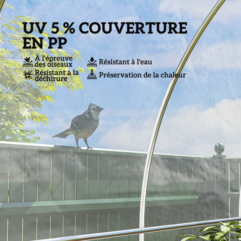 Bâche pour serre de jardin 6 x 10 m imperméable protection uv 5% isolation thermique moderne épuré en PP transparent 21_0005551