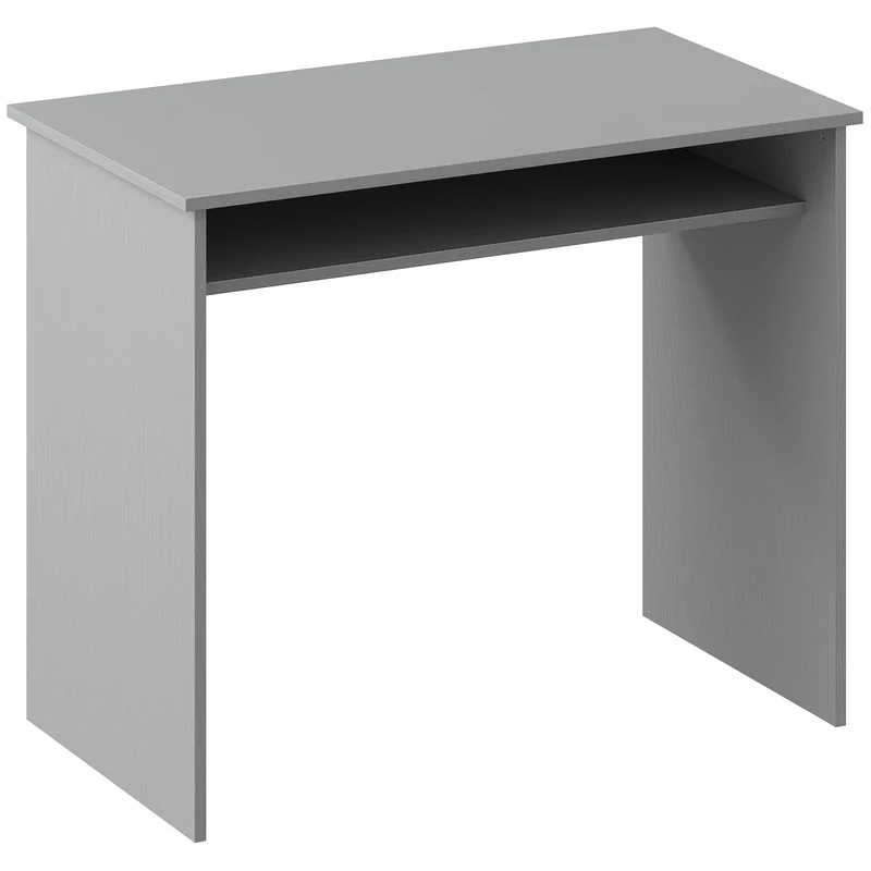 Bureau compact pour ordinateur 90 x 50 x 74 cm étagère intégrée gain de place moderne en panneau de particules gris 21_0002386
