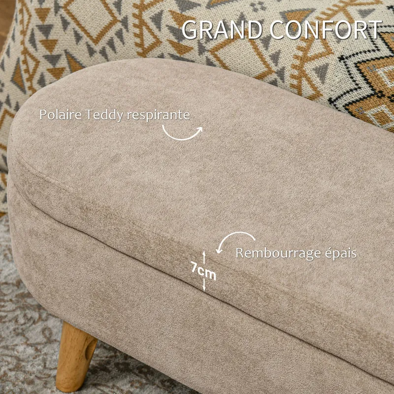 Banc coffre bout de lit 110 x 40 x 43 cm rangement assise rembourrée gain de place scandinave moderne en tissu beige 21_0001618