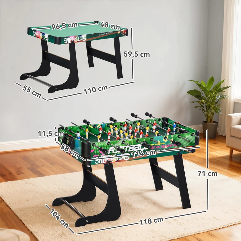 Table multi-jeux 6 en 1 de loisirs 118 x 104 x 71 cm pliable gain de place moderne tendance pour salon en MDF marron 21_0006649