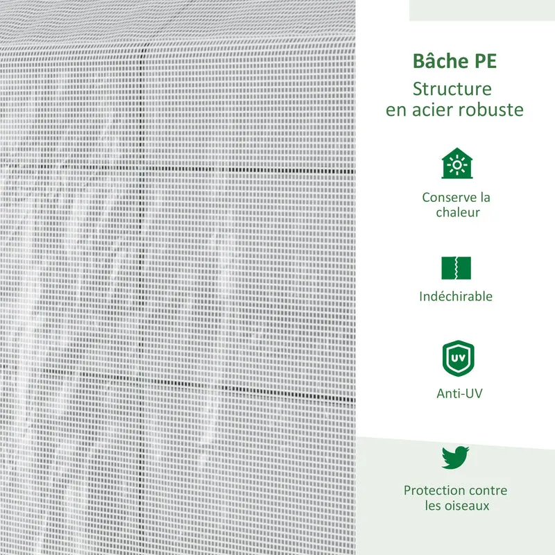 Serre de jardin 2 étagères 186 x 120 x 190 cm protection anti-uv porte zippée contemporain en polyéthylène transparent 21_0004142