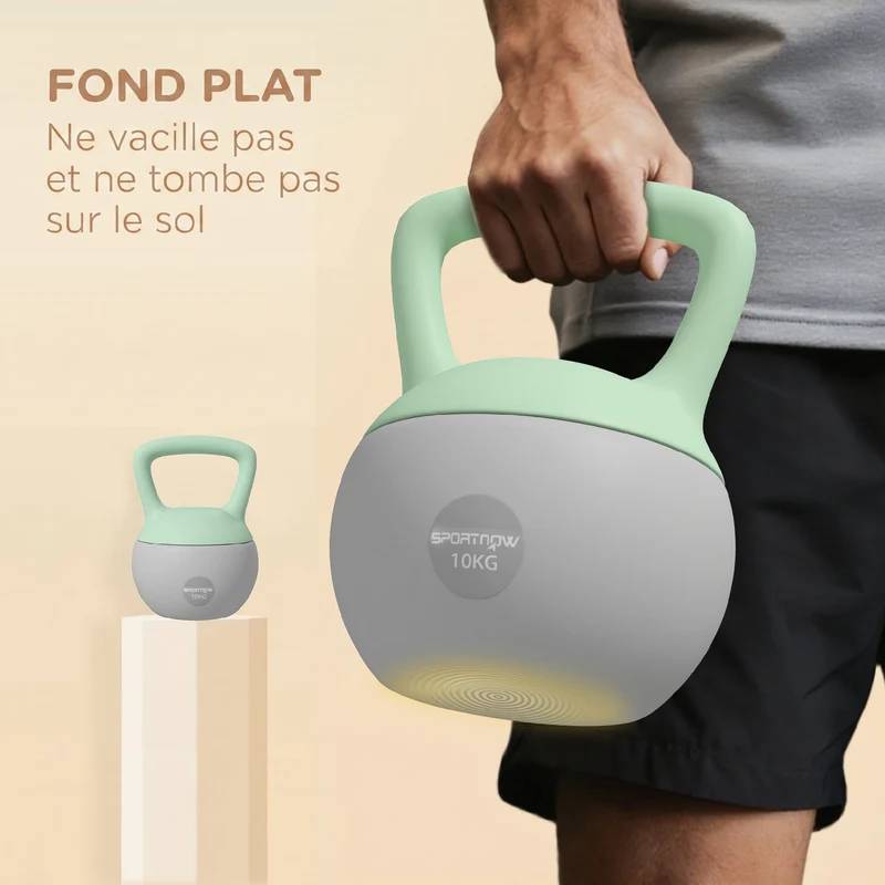 Poids russe musculation cardio 21 x 21 x 30 cm prise ergonomique antidérapante base stable design épuré en plastique gris 21_0006848