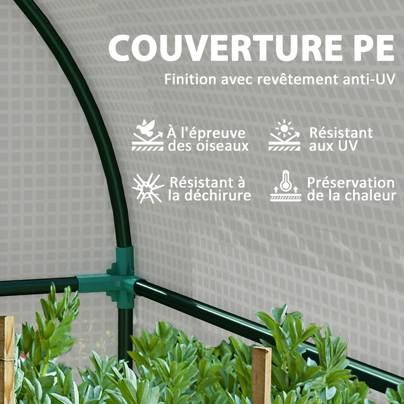 Petite serre de jardin pour tomates 185 x 94 x 150 cm protection anti-UV portes zippées design en polyéthylène blanc 21_0004365